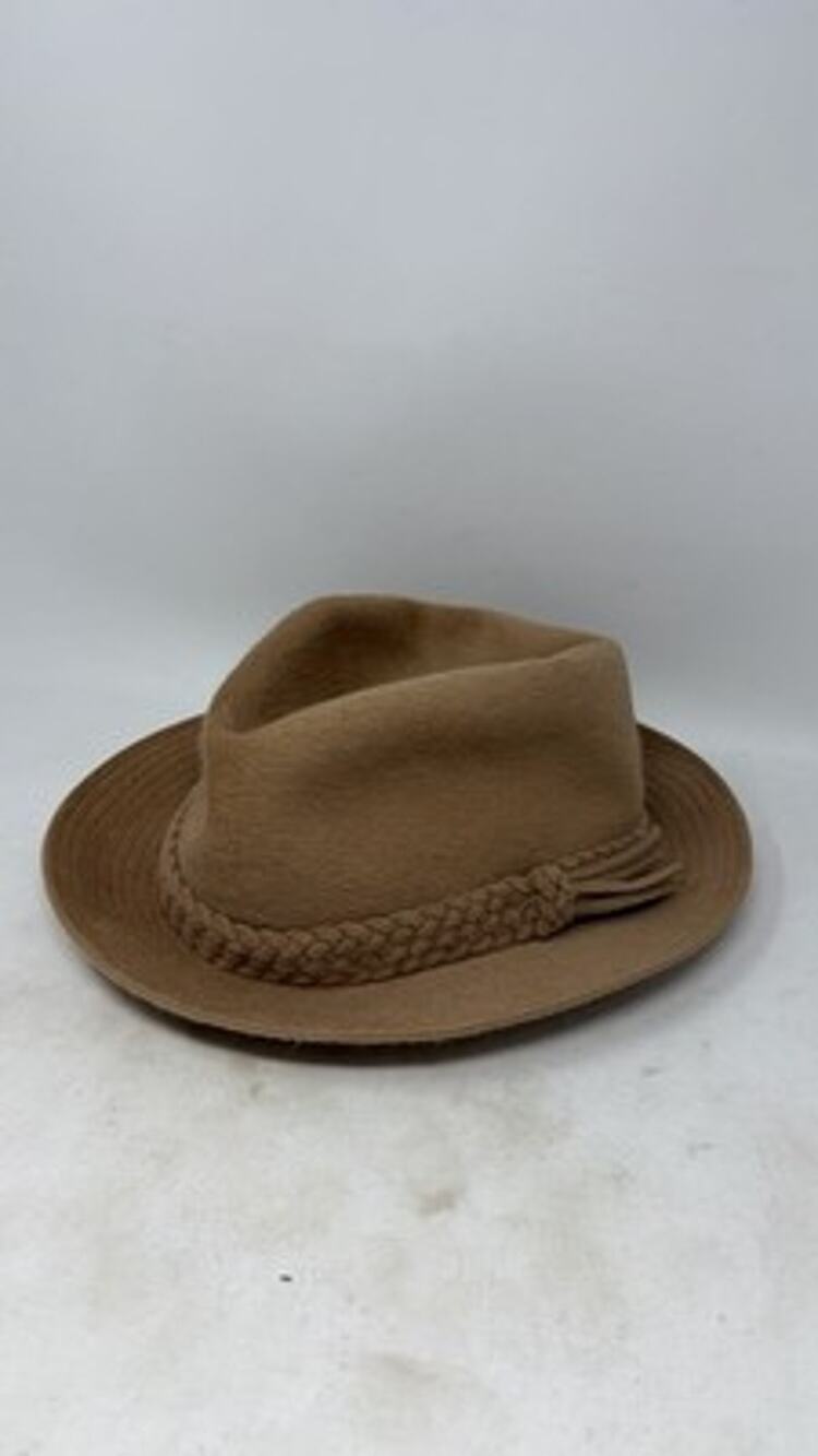 Borsalino Alessandria Italy Wool Braided Fedora Hat Serikon Brown Size 7 3/8